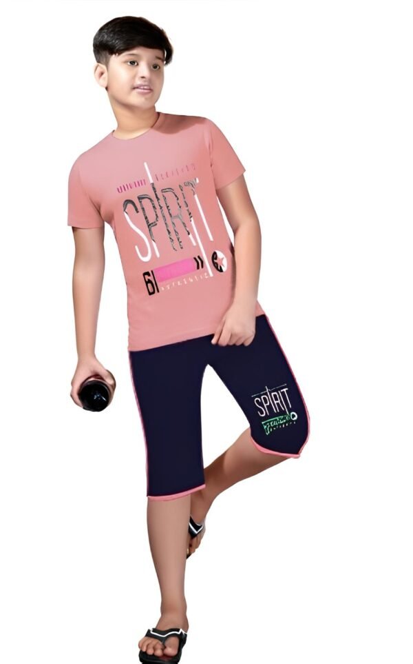 AK 619 Boys’ 3/4th Sleeve Cotton Nightwear Set