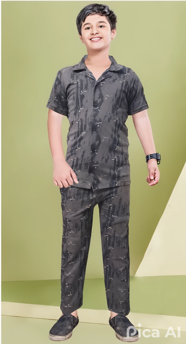 Jack Nightsuit – Boys’ Printed Cotton Full Sleeve Set with Collar Shirt